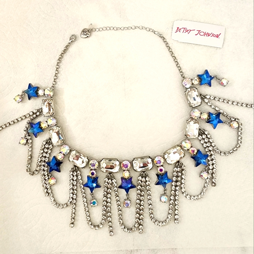 Betsey Johnson Starburst Patriotic Necklace NWT